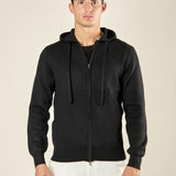 Maglia Uomo Invernale in Misto Viscosa con Zip e Cappuccio. Stile Sportivo ed Eleganza Casual. CON4051225 BLACK CONSENSO 
