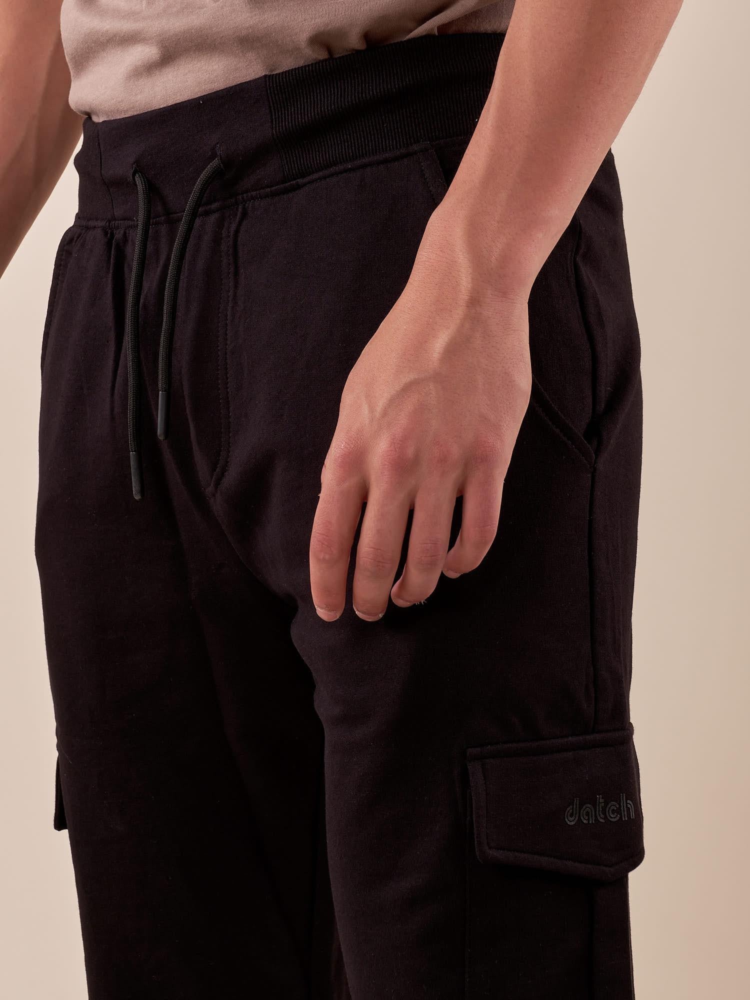 Pantalone lungo in felpa da uomo con tascone laterale. DM9204 NERO DATCH 