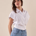 Camicia da donna senza maniche in cotone. PG499C/EC BIANCO EXTASY 