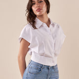 Camicia da donna senza maniche in cotone. PG499C/EC BIANCO EXTASY 