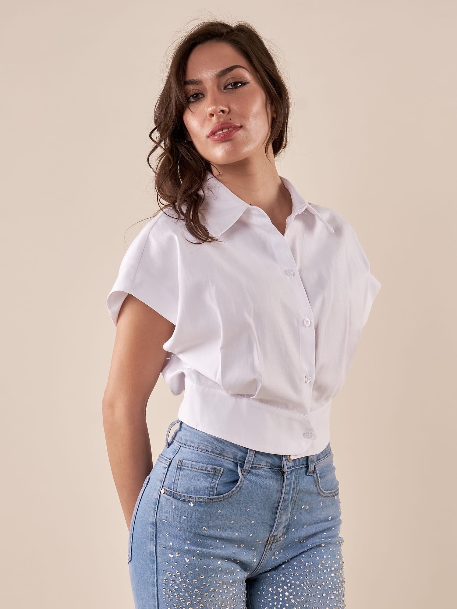 Camicia da donna senza maniche in cotone. PG499C/EC BIANCO EXTASY 