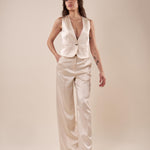 Gilet in raso corto donna. GL000965 AVORIO ARTIGLI 