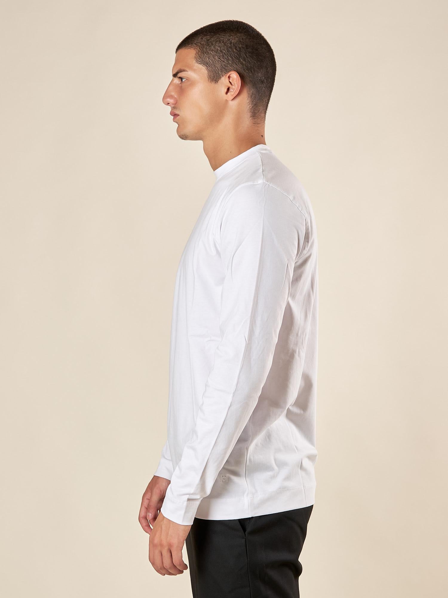 T-shirt da Uomo Girocollo Manica Lunga in Caldo Cotone Comfort Termico e Stile Minimal TI284H BIANCO HAMAKI-HO 