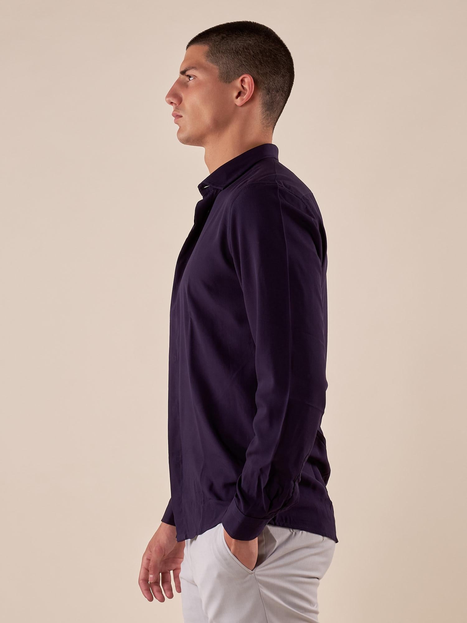 Camicia da uomo manica lunga in viscosa 100% con collo classico. PAMPERO BLU BLACKSUNDAY 