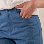 Pantalone donna a palazzo con strass e tasche. PA001931 BLU ARTIGLI 