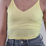 Top Donna a Spallina Stretta Corto Effetto Second Skin. V7333B GIALLO VINCE OTTO 