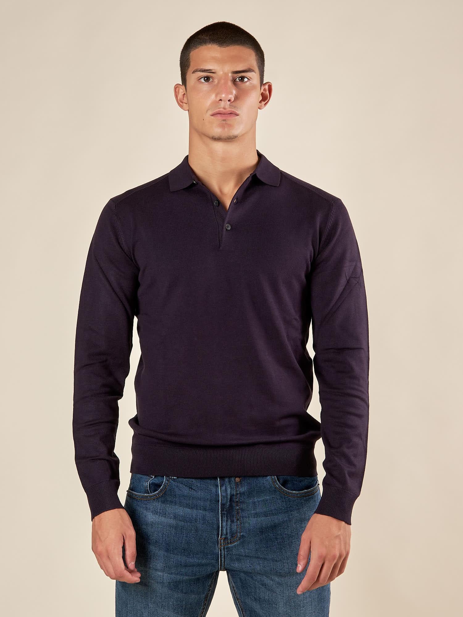 Polo uomo manica lunga in misto viscosa Eleganza casual e comfort naturale. CON/3020900 NAVY CONFAB 