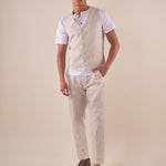 Gilet da Uomo in misto lino con tasca e taschino con friso. GLE01H BEIGE HAMAKI-HO 