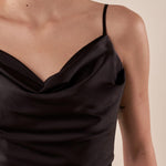 Abito lungo Donna elegante con scollatura cascante e bretelline. AB002177 NERO ARTIGLI 