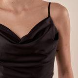Abito lungo Donna elegante con scollatura cascante e bretelline. AB002177 NERO ARTIGLI 