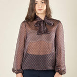 Casacca donna in voile microfantasia con collo a sciarpett. Leggerezza ed eleganza sofisticata. PG158M BORDEAUX EXTASY 