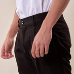 Pantalone una pence modello tapred fit con risvolto uomo. OC1S2S5P07 NERO OVER-D 