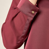 Camicia donna in georgette con inserti in raso. Bottoncini e polsini in raso. CA003056 BORDEAUX ARTIGLI 
