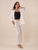 Pantalone Donna elegante a palazzo con bottoni decorativi.