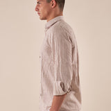 Camicia Uomo in misto lino a righe manica lunga. CE1265H FANGO HAMAKI-HO 