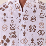 Camicia manica lunga misto lino collo coreano uomo. DM9395 MORO DATCH 