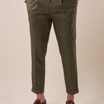Pantalone rigato una  pince tapered fit tasche doppio filetto. OE1S2S5P38 MILITARE OVER-D 