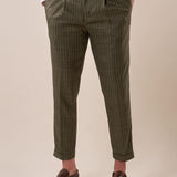 Pantalone rigato una  pince tapered fit tasche doppio filetto. OE1S2S5P38 MILITARE OVER-D 