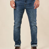 Jeans Uomo Regular Fit 5 tasche lavaggio medio. DM9644 MEDIUM BLUE DATCH 