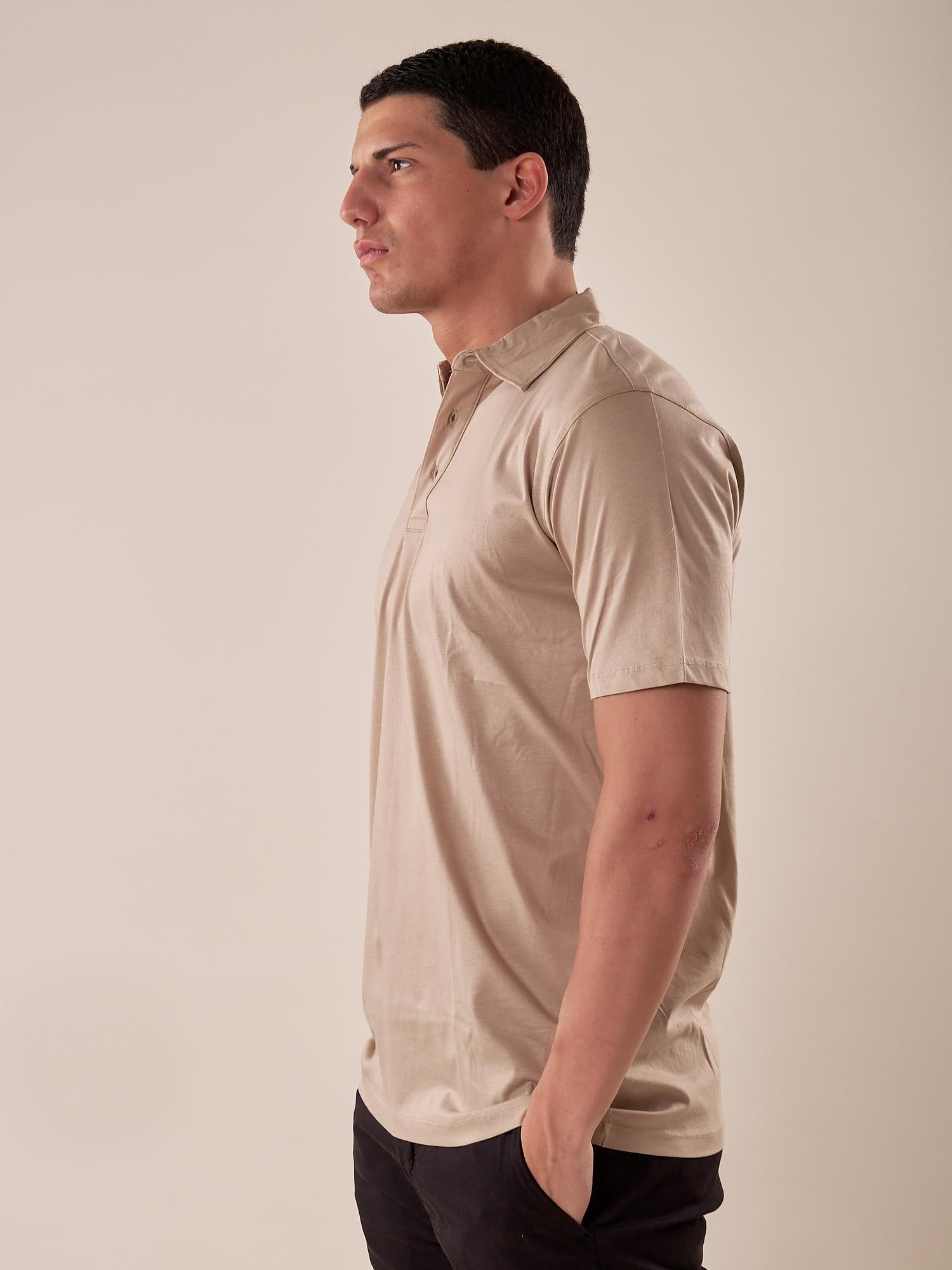 Polo manica corta 100% cotone mercerizzato uomo. OC1S2S5O01 GREIGE OVER-D 