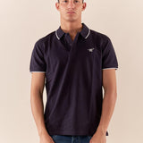 Polo Uomo manica corta in cotone piquet con ricamo. P626122 BLU Henry Cotton's Uomo 