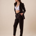 Pantalone donna vita alta con cintura e pences PA000763 NERO ARTIGLI 