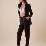 Pantalone donna vita alta con cintura e pences PA000763 NERO ARTIGLI 