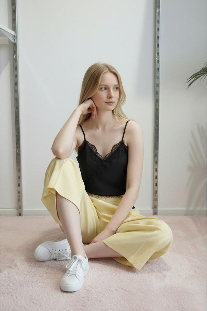 Pantalone Donna Modello Gonna-Pantalone con Tasca allAmericana e Due Pences PG126G GIALLO EXTASY 