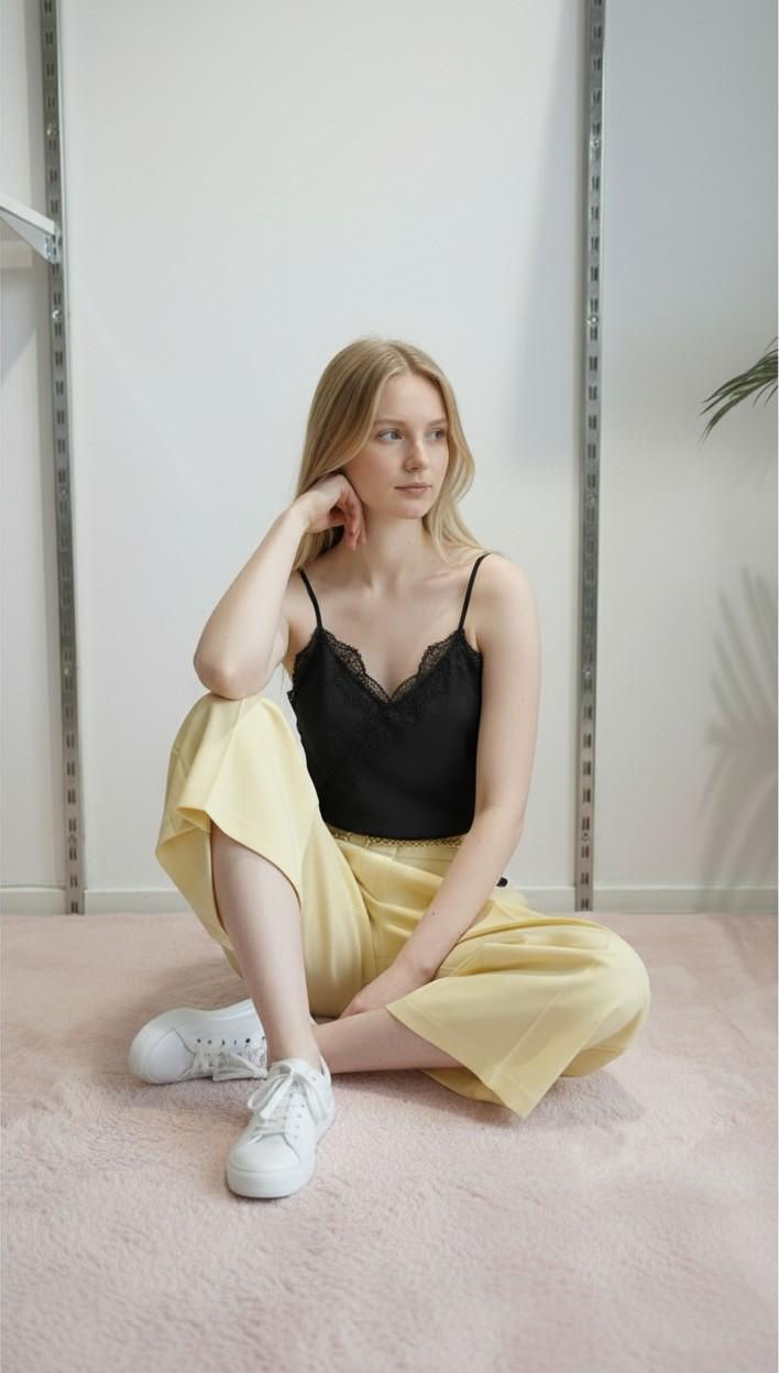 Pantalone Donna Modello Gonna-Pantalone con Tasca allAmericana e Due Pences PG126G GIALLO EXTASY 