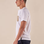 T-shirt Uomo manica corta serafino con taschino a contrasto. BAM5460 BIANCO BACI & ABBRACCI 