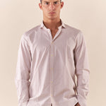 Camicia da uomo a righe in cotone elasticizzato manica lunga vestibilità regular con riprese sul retro. CE1270H BEIGE HAMAKI-HO 