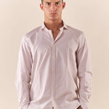 Camicia da uomo a righe in cotone elasticizzato manica lunga vestibilità regular con riprese sul retro. CE1270H BEIGE HAMAKI-HO 