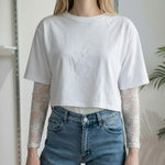 T-shirt Donna Manica Corta Ampia con Body in Pizzo a Manica Lunga 76372 BIANCO VINCE OTTO 