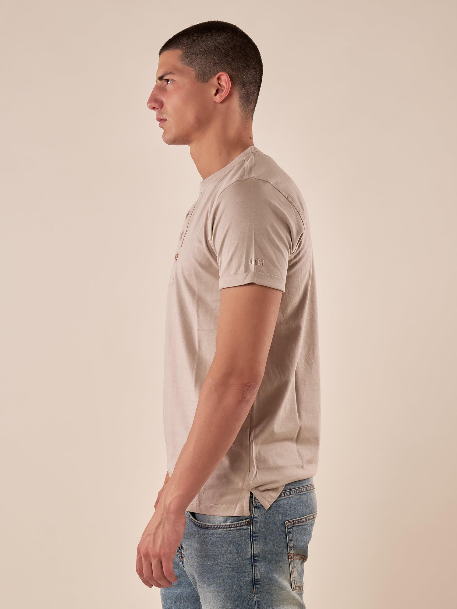 T-shirt Serafino Uomo in 100% Cotone  Manica Corta, Stile Casual e Versatile DM9285 DESERT STONE DATCH 