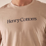 T-shirt Uomo manica corta in cotone 100% con logo stampato a contrasto. TS616034 BEIGE Henry Cotton's Uomo 