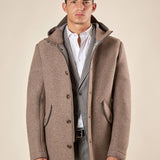 Giaccone da Uomo in Tessuto Scuba  Parka con Cappuccio, Stile Tecnico e Comfort Termico OC1F2W5J35 BEIGE OVER-D 