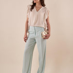 Pantalone Donna lungo a palazzo tessuto fluido con tasca allamericana. ROMI/A5116 RUGIADA ROMIHO 