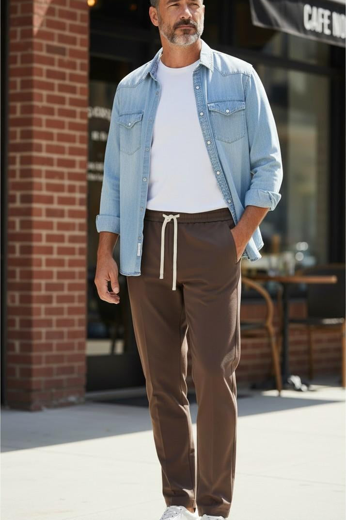 Pantalone Uomo Modello Pantalaccio Slim Fit con Laccetto OC1S2S6P08 MORO OVER-D Uomo 