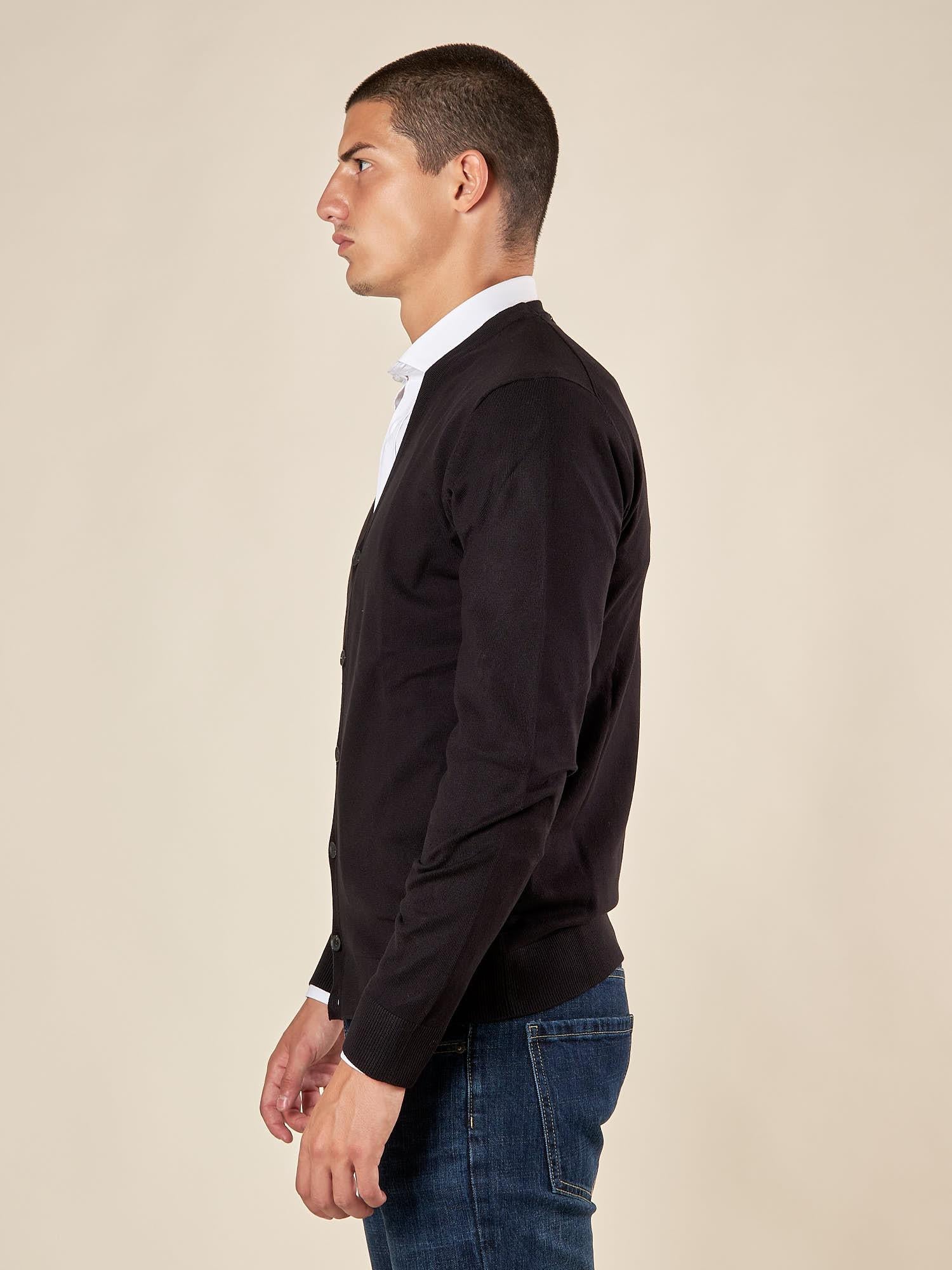 Cardigan Uomo manica lunga in misto viscosa. Eleganza rilassata e comfort naturale. CON/3005900 BLACK CONFAB 