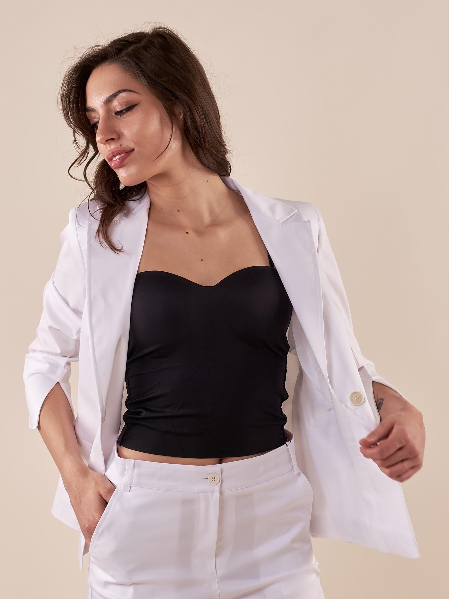 Giacca Donna raso di cotone manica 3/4. ROMI/4009 BIANCO ROMIHO 