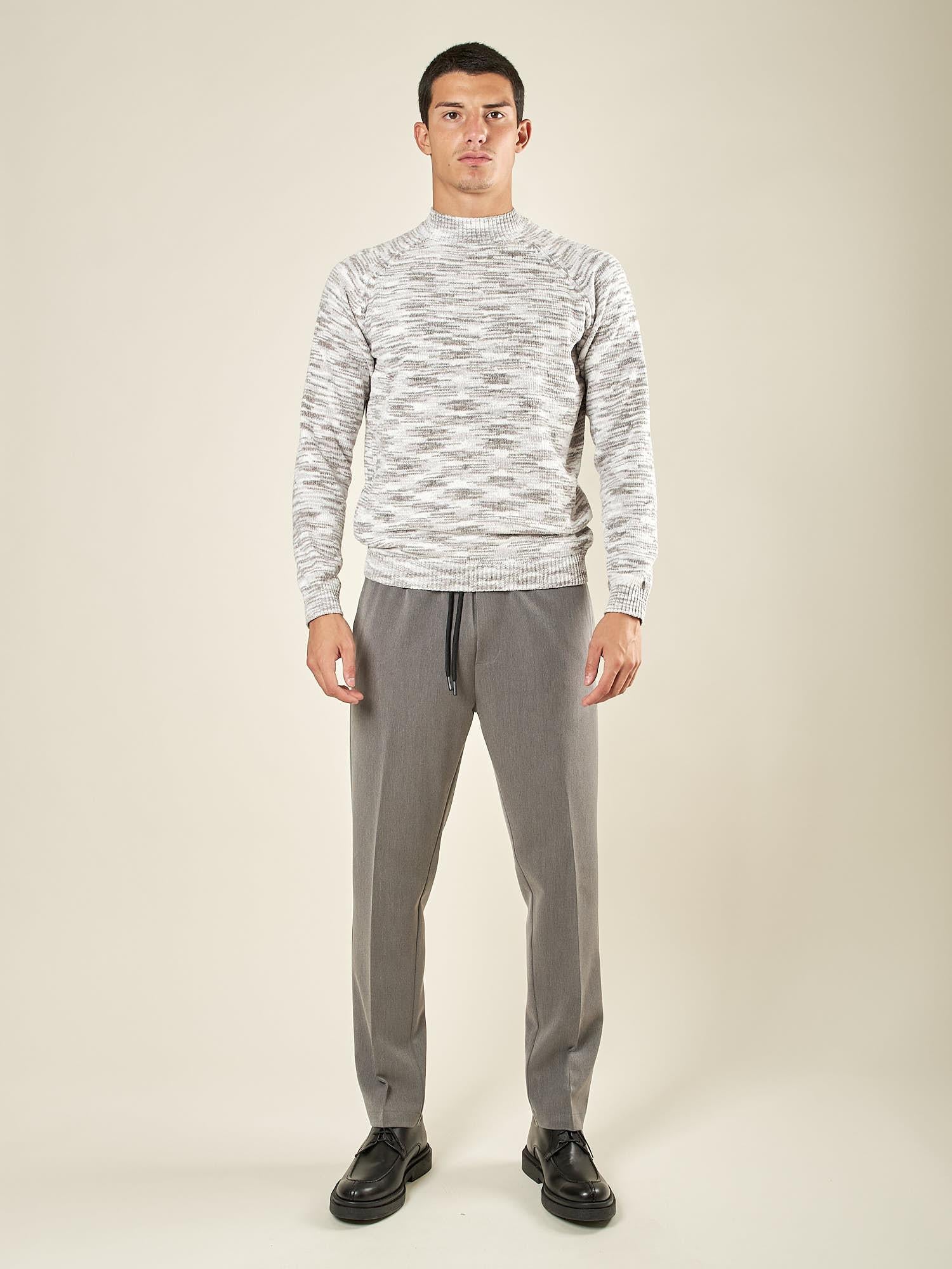 Maglia Uomo Manica Lunga Fantasia in Ciniglia con Girocollo Alto. Comfort e Stile Invernale. OE1F2W5M67 GRIGIO OVER-D 