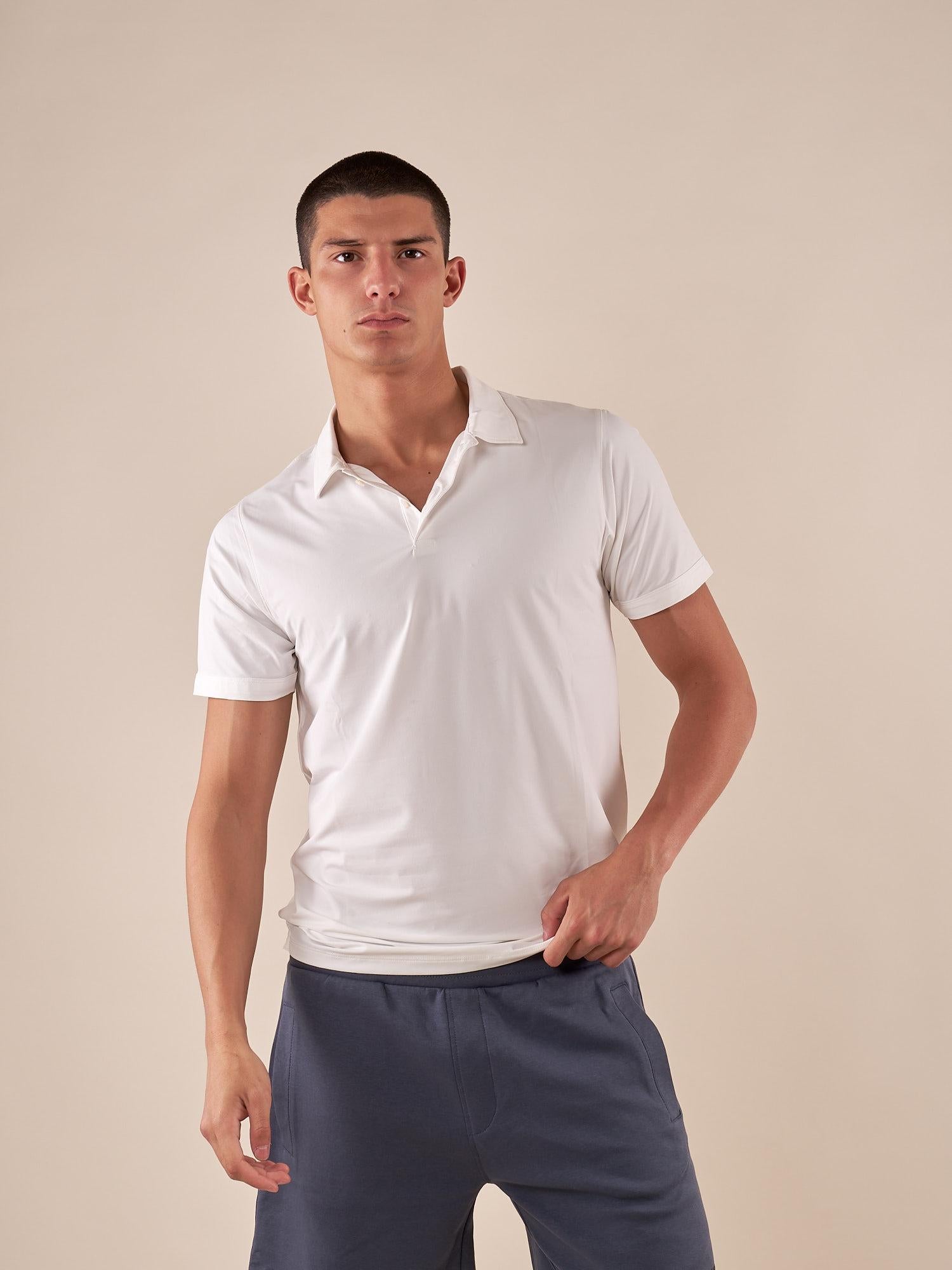 Polo Uomo Tecnica a Manica Corta  Traspirante, Leggera e ad Alte Prestazioni. M48962 OFF WHITE SUPERIOR VINTAGE 