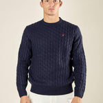 Maglia Uomo Invernale a Trecce in Misto Acrilico. Calore, Stile e Comfort per la Stagione Fredda. M431718 BLU BEVERLY HILLS POLO CLUB 