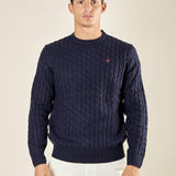 Maglia Uomo Invernale a Trecce in Misto Acrilico. Calore, Stile e Comfort per la Stagione Fredda. M431718 BLU BEVERLY HILLS POLO CLUB 