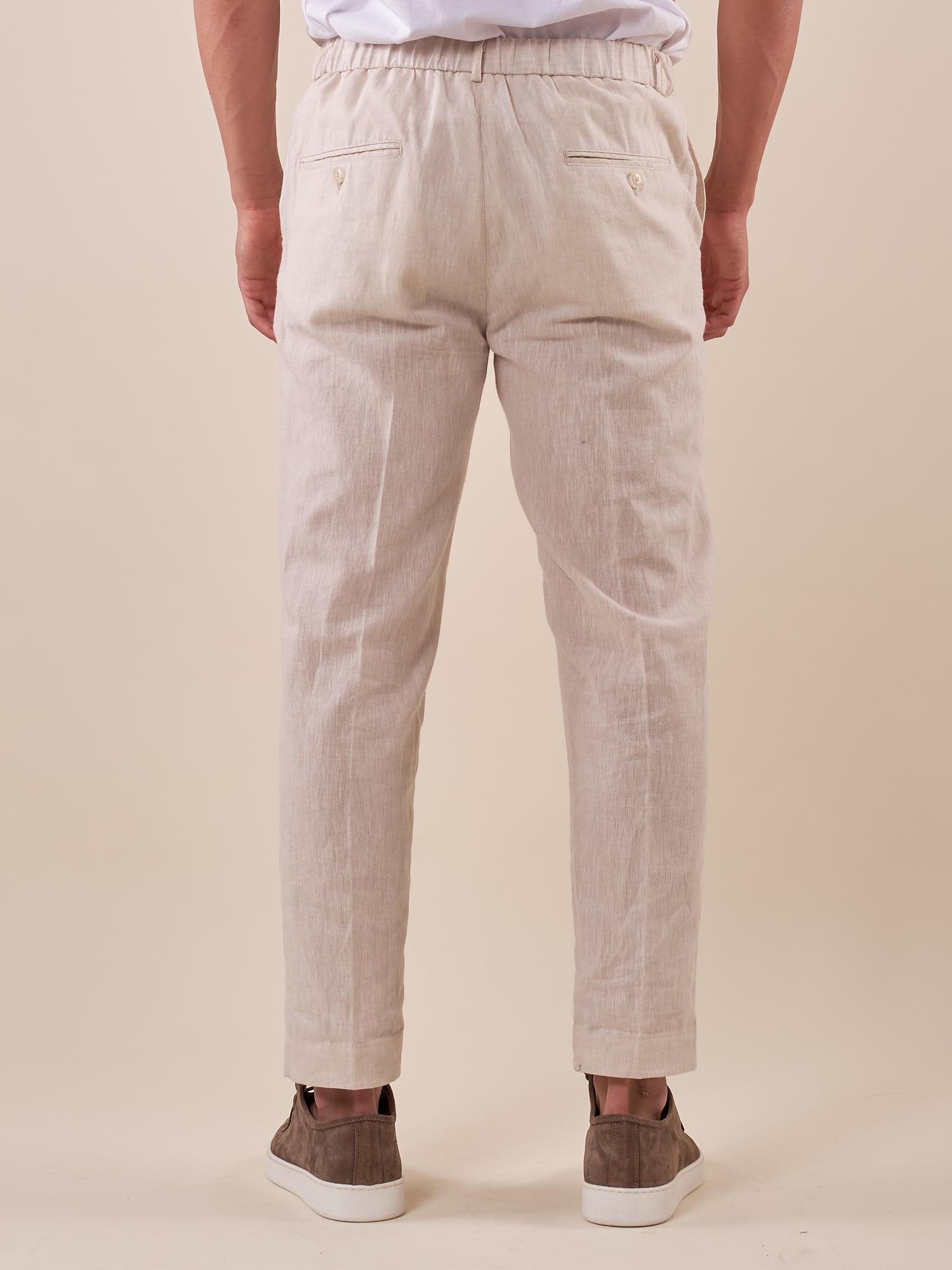 Pantalone da Uomo in misto lino con tasche allamericana e mezza molla sul retro. PSE1766H BEIGE HAMAKI-HO 