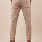 Pantalone Uomo Capri Slim in Cotone Elasticizzato con Tasche allAmericana GPE500 SABBIA BLACKSUNDAY 