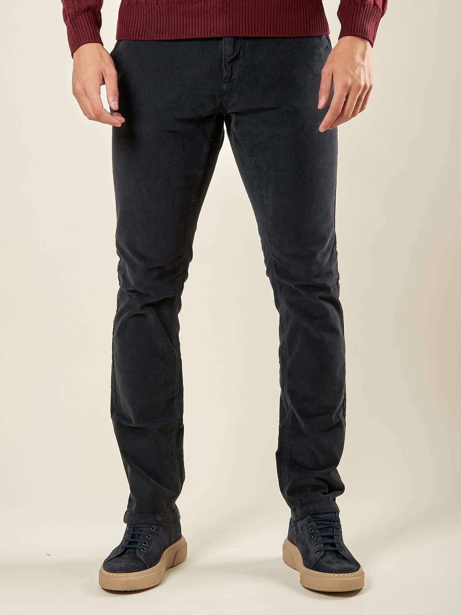Pantalone Uomo Invernale in Velluto 1000 Righe. Eleganza Classica e Comfort Moderno. M49436 BLU GUY 