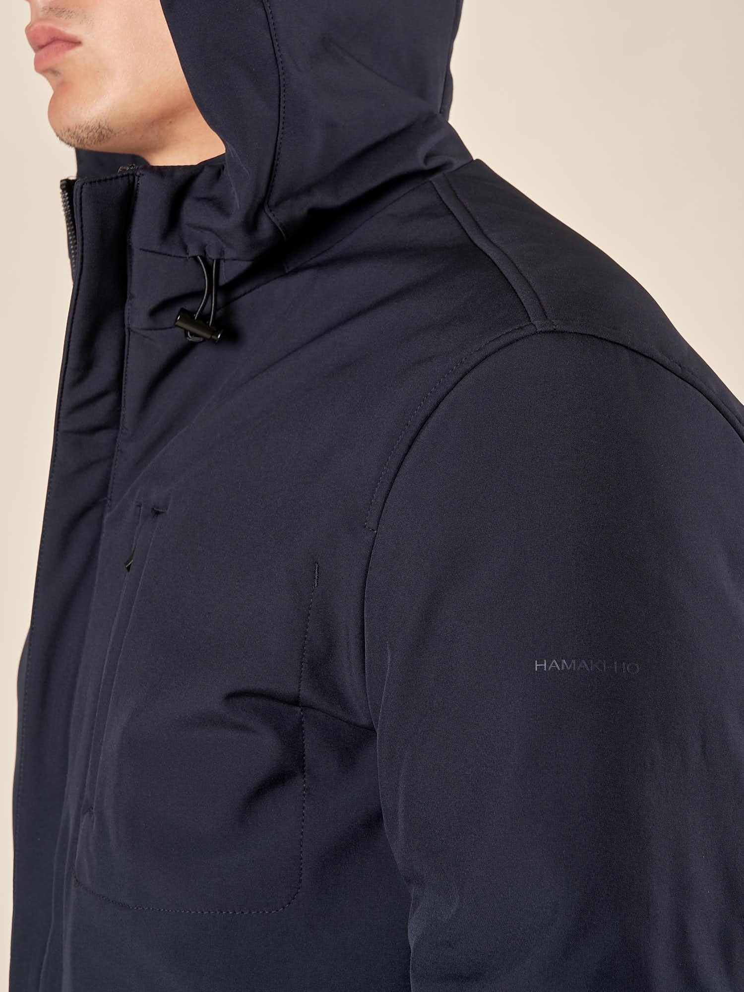 Giubbino Uomo con Cappuccio Antivento Tasca con Zip. GBI1616H BLU HAMAKI-HO 