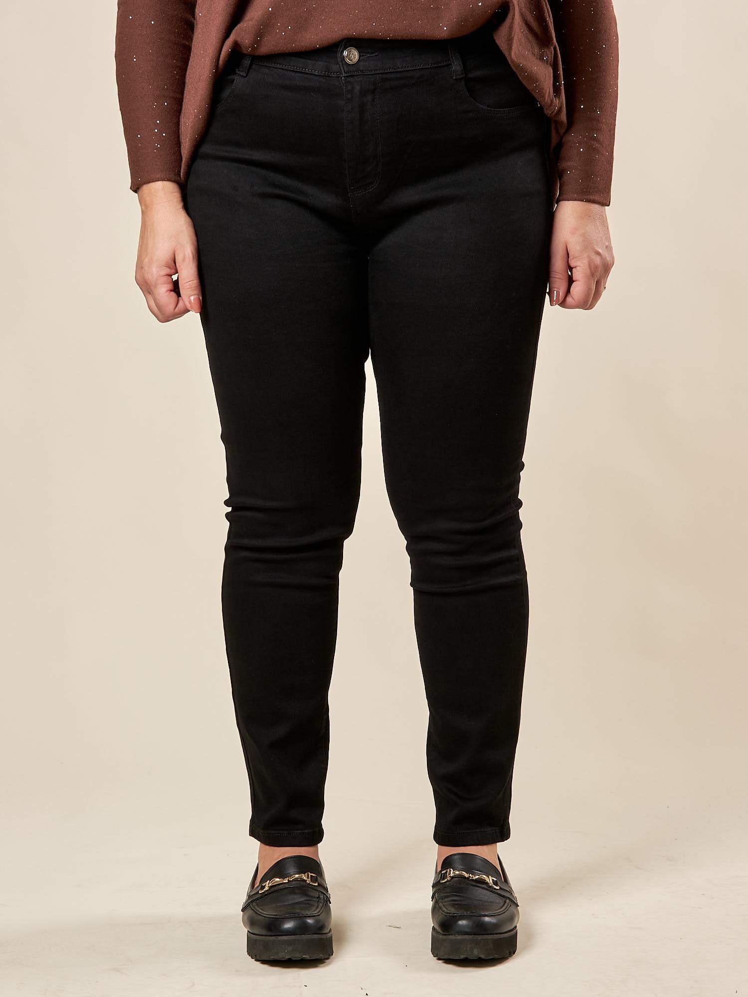 Pantalone Donna Curvy Effetto Push-Up in Cotone Jeansato Elasticizzato  Modello Slim Fit con Fondo Stretto. F883YBFLZ1067 NERO Lizalù 