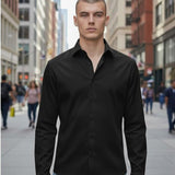 Camicia Uomo No Stiro in Jersey Ultra Stretch Manica Lunga. CON5413426 BLACK CONSENSO 